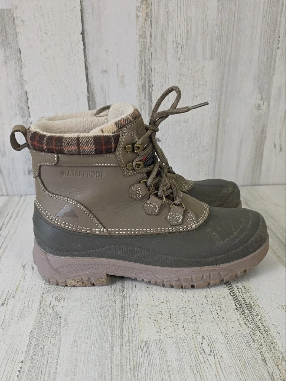Ozark Trail Women's Taupe Brown Waterproof Lace-Up Winter Boots Size 9